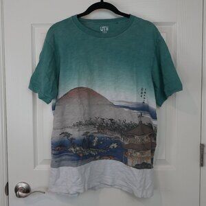 UNIQLO UKIYO Graphic T-Shirt Blue Men's LG Kyoto Hokusai | eBay